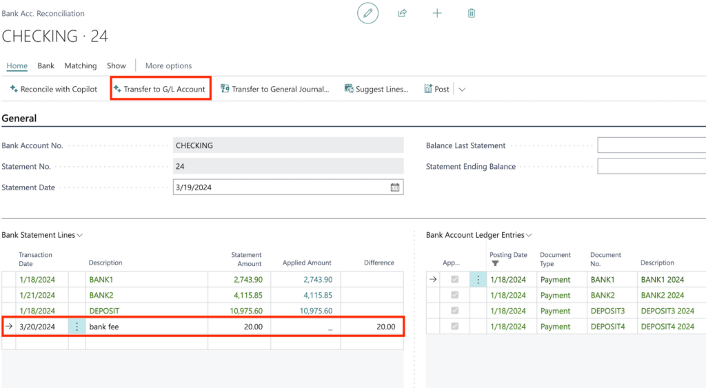 copilot matched transactions