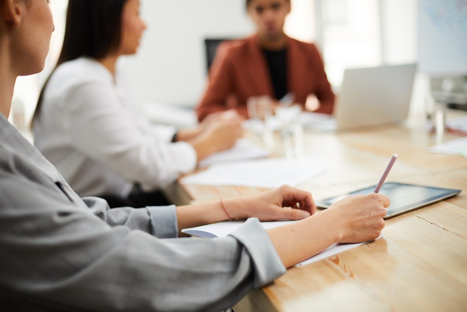 Staff in a management meeting