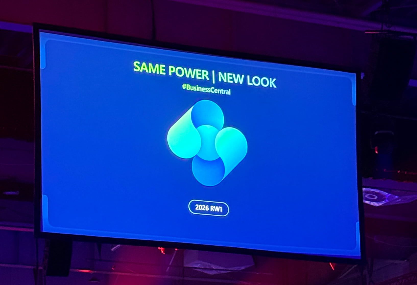 New Dynamics 365 Business Central logo displayed with the caption “Same Power | New Look” during Directions EMEA 2025.
