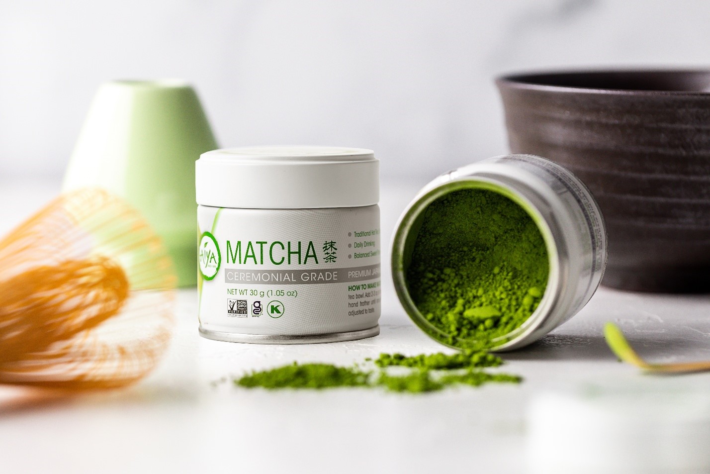 Ceremonial grade matcha powder from Aiya America, a food and beverage distributor