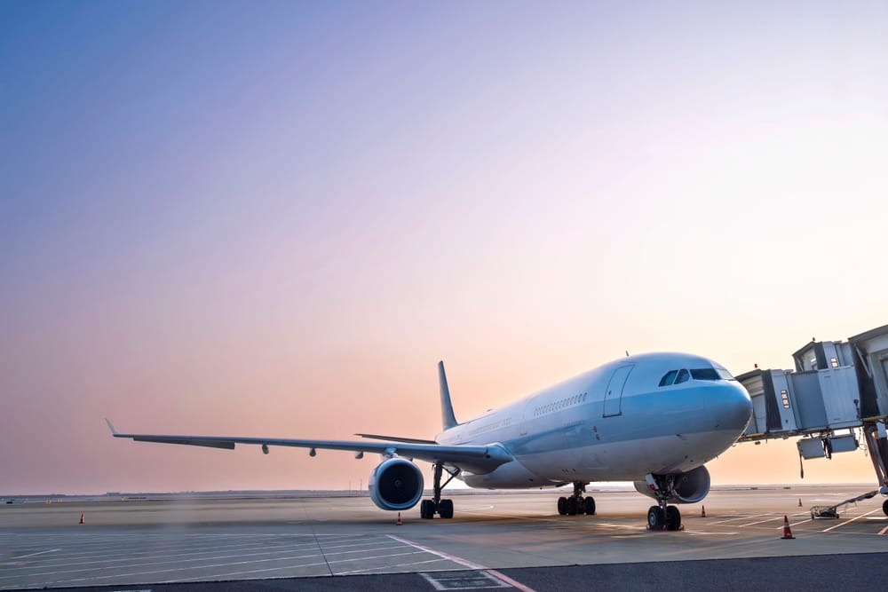 Commercial cargo aircraft at airport gate supporting international air freight and global trade